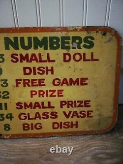 Original Vintage Hand Painted Double Sided Fairground Sign'winning Numbers