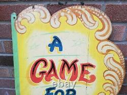 Original Vintage Hand Painted Double Sided Wooden Fairground Sign