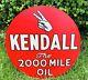 Original Vintage Kendall 2000 Mile Motor Oil Sign Metal Double Sided 36 40-50s