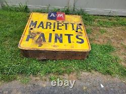 Original Vintage Marrietta Paints Porcelain Double Sided Neon Sign 43 x 43 x 9