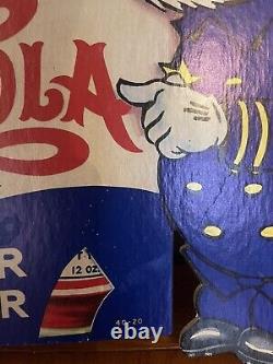 Original Vintage Pepsi Cola Soda Sign Double-Sided Hanger 22x15 Keystone Cop 40s