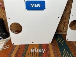 Original Vintage Porcelain Sign Restroom Ladies Men Door Knob NOS Double Sided