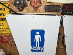 Original Vintage Porcelain Sign Restroom Ladies Men Door Knob NOS Double Sided