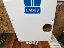Original Vintage Porcelain Sign Restroom Ladies Men Door Knob NOS Double Sided