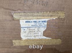 Original Vintage Porcelain Sign Restroom Ladies Men Door Knob NOS Double Sided