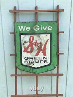 Original Vintage S&H We Give Green Stamps Double Sided Metal Sign 23.5 X 19