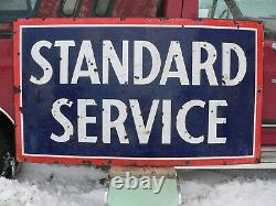 Original Vintage Standard Service Porcelain Sign Double Sided Large 37 x 64