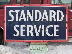 Original Vintage Standard Service Porcelain Sign Double Sided Large 37 x 64