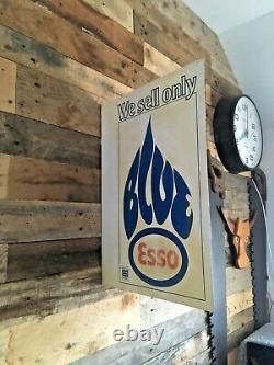 Original Vintage We Sell Esso Blue Paraffin Double Sided Metal Flange Shop Sign