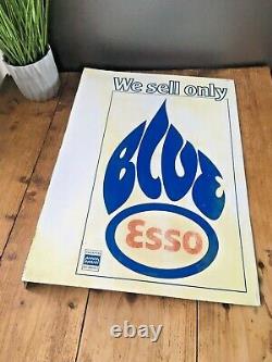 Original Vintage We Sell Esso Blue Paraffin Double Sided Metal Flange Shop Sign