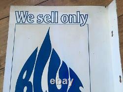 Original Vintage We Sell Esso Blue Paraffin Double Sided Metal Flange Shop Sign