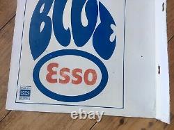 Original Vintage We Sell Esso Blue Paraffin Double Sided Metal Flange Shop Sign