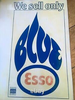 Original Vintage We Sell Esso Blue Paraffin Double Sided Metal Flange Shop Sign