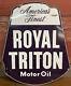 Original Vtg 40s-50s Royal Triton Motor Oil 30 Double Sided Porcelain Sign Ex+