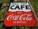 Original Vtg Coca-cola Double Sided Porcelain Privilege Panel Sign Hill Top Cafe