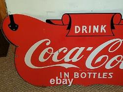 Original Vtg COCA-COLA Double Sided Porcelain Privilege Panel Sign HILL TOP CAFE