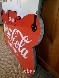 Original Vtg COCA-COLA Double Sided Porcelain Privilege Panel Sign HILL TOP CAFE