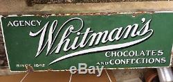 Original Whitman's Chocolates & Confections Porcelain Candy Sign Double-Sided