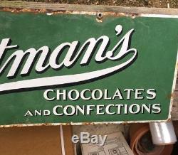 Original Whitman's Chocolates & Confections Porcelain Candy Sign Double-Sided