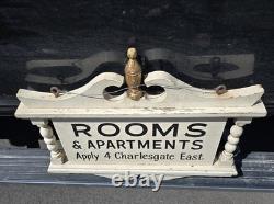 Original Wooden Advertising Sign Rooms & Apartments Apply 4 Charlesgate East