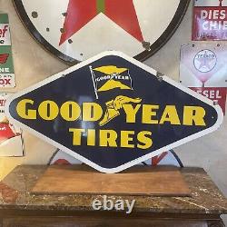 Original &authentic Goodyear Tires Double-sided Porcelain Dealer 54x31 Inch