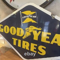 Original &authentic Goodyear Tires Double-sided Porcelain Dealer 54x31 Inch