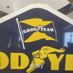 Original &authentic Goodyear Tires Double-sided Porcelain Dealer 54x31 Inch
