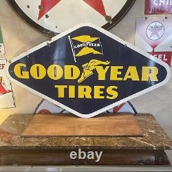 Original &authentic Goodyear Tires Double-sided Porcelain Dealer 54x31 Inch