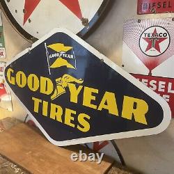 Original &authentic Goodyear Tires Double-sided Porcelain Dealer 54x31 Inch