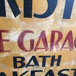 Original double sided Antique 1920's Tourist sign breakfast bath Finger Lakes
