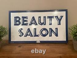Outstanding Vintage Marvy #1222 Beauty Salon Double Sided Porcelain Flange Sign