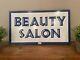 Outstanding Vintage Marvy #1222 Beauty Salon Double Sided Porcelain Flange Sign