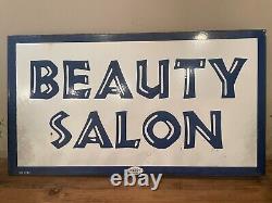 Outstanding Vintage Marvy #1222 Beauty Salon Double Sided Porcelain Flange Sign