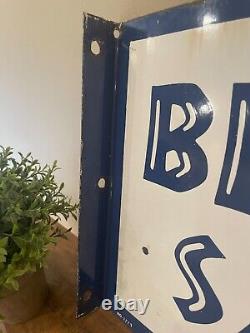 Outstanding Vintage Marvy #1222 Beauty Salon Double Sided Porcelain Flange Sign