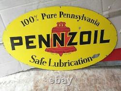 PENNZOIL EARLY DOUBLE SIDED PORCELAIN SIGN 31x 18ING-RICH-BEAVER FALLS PA