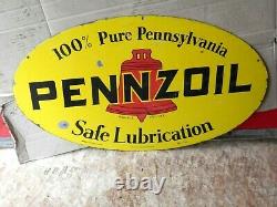 PENNZOIL EARLY DOUBLE SIDED PORCELAIN SIGN 31x 18ING-RICH-BEAVER FALLS PA