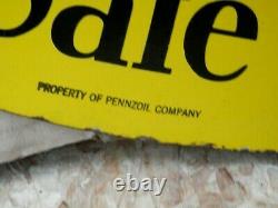 PENNZOIL EARLY DOUBLE SIDED PORCELAIN SIGN 31x 18ING-RICH-BEAVER FALLS PA