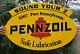 Pennzoil Large, Heavy, Double Sided Porcelain Sign, (dated 1947) 31x 21