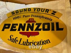 PENNZOIL UN-Circulated Vintage No. 241 Double Sided Metal Sign Dated A-M 10-59