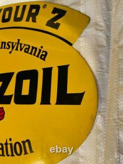 PENNZOIL UN-Circulated Vintage No. 241 Double Sided Metal Sign Dated A-M 10-59