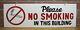 Please No Smoking In This Building Vintage Double Sided Hand Painted Safety Sign