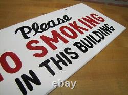 PLEASE NO SMOKING IN THIS BUILDING Vintage Double Sided Hand Painted Safety Sign