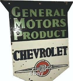 PORCELAIN CHEVROLET ENAMEL SIGN 24x19.5 INCHES DOUBLE SIDED