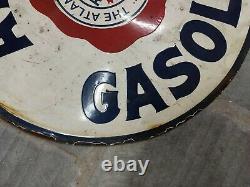 PORCELAIN ENAMEL DOUBLE SIDED SIGN 30x30 INCH ATLANTIC GASOLINE APPROX