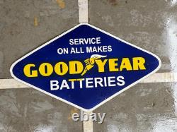 PORCELAIN GOOD YEAR ENAMEL DOUBLE SIDED SIGN 36x20 INCHES
