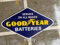 PORCELAIN GOOD YEAR ENAMEL DOUBLE SIDED SIGN 36x20 INCHES