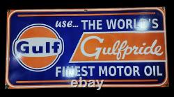 PORCELAIN GULF ENAMEL SIGN 42x20 INCHES DOUBLE SIDED