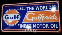 PORCELAIN GULF ENAMEL SIGN 42x20 INCHES DOUBLE SIDED