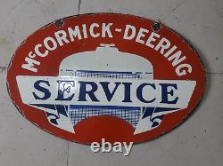 PORCELAIN McCORMICK DEERING SERVICE ENAMEL SIGN 30X20 INCHES DOUBLE SIDED