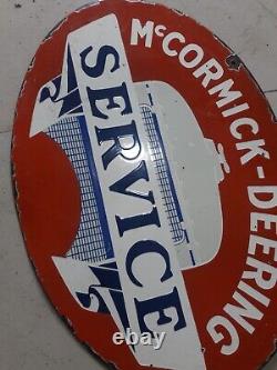 PORCELAIN McCORMICK DEERING SERVICE ENAMEL SIGN 30X20 INCHES DOUBLE SIDED